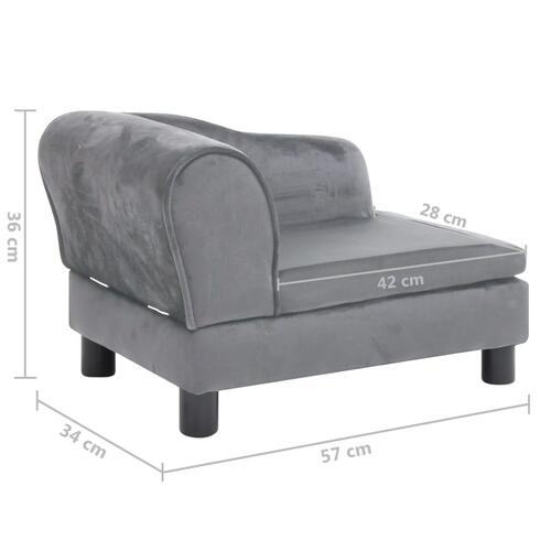 Hundesofa 57x34x36 cm plys grå