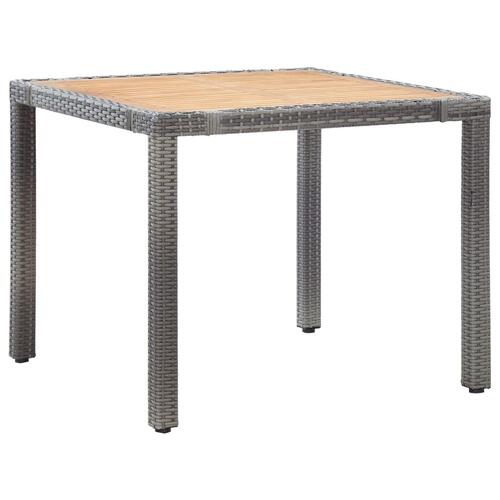 Udendørs spisebordssæt 5 dele med hynder polyrattan grå