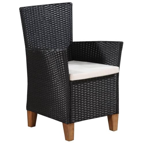 Udendørs spisebordssæt 7 dele polyrattan sort og brun