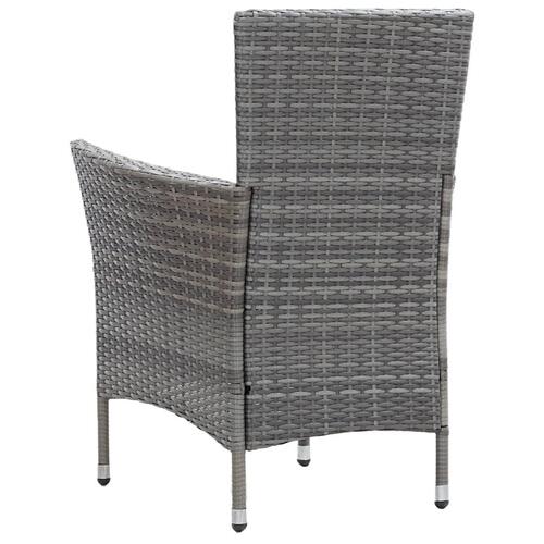 Udendørs spisebordssæt 5 dele med hynder polyrattan grå