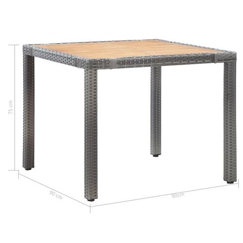 Udendørs spisebordssæt 5 dele med hynder polyrattan grå