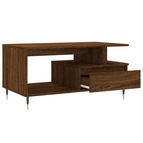 Sofabord 90x49x45 cm konstrueret træ brun egetræsfarve