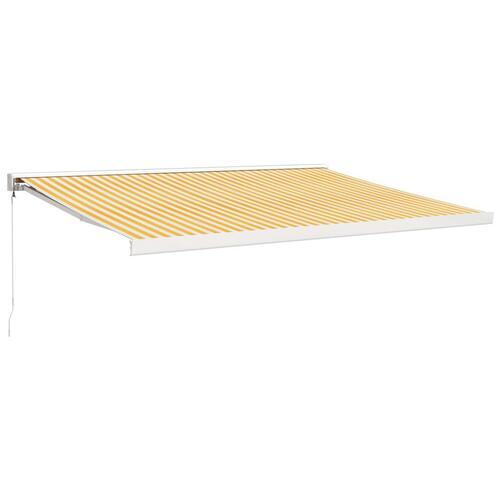 Foldemarkise manuel betjening 4x3 m stof aluminium gul hvid