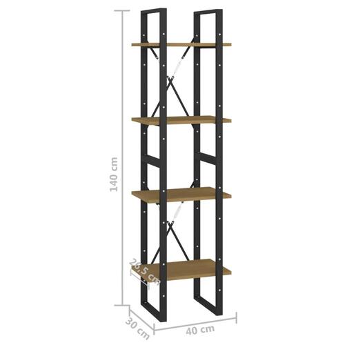 Bogreol 40x30x140 cm 4 hylder massivt fyrretræ