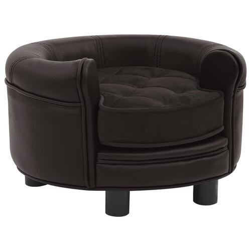 Hundesofa 48x48x32 cm plys og kunstlæder brun