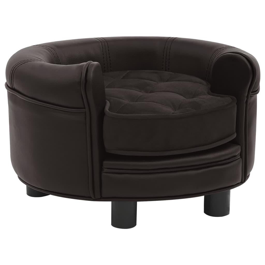Hundesofa 48x48x32 cm plys og kunstlæder brun