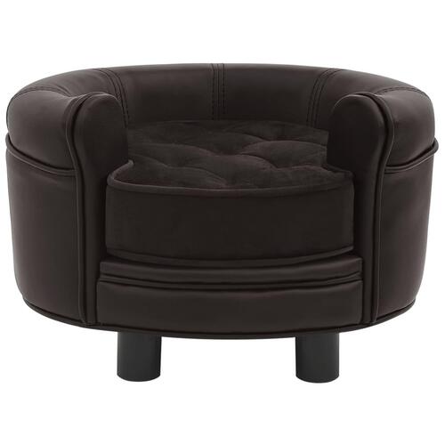 Hundesofa 48x48x32 cm plys og kunstlæder brun
