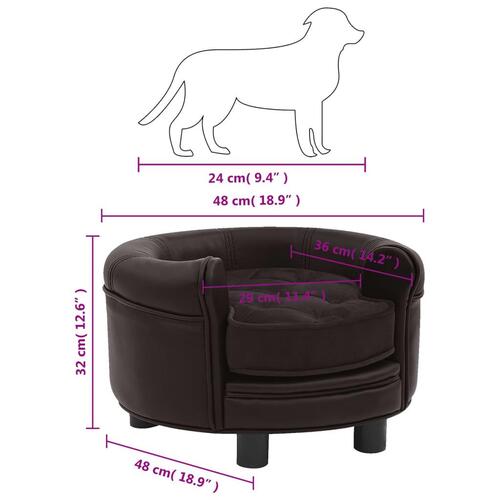 Hundesofa 48x48x32 cm plys og kunstlæder brun