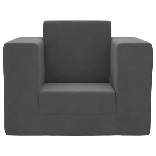 Sofaseng til børn blødt plys antracitgrå