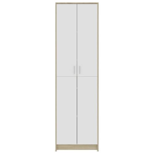 Garderobeskab 55x25x189cm konstrueret træ grå hvid og sonoma-eg