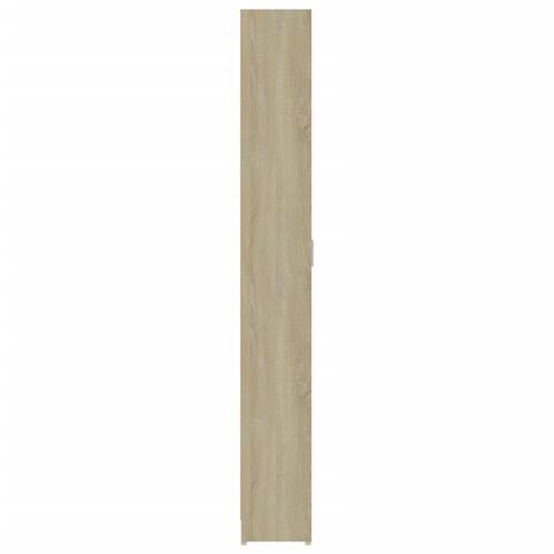 Garderobeskab 55x25x189cm konstrueret træ grå hvid og sonoma-eg