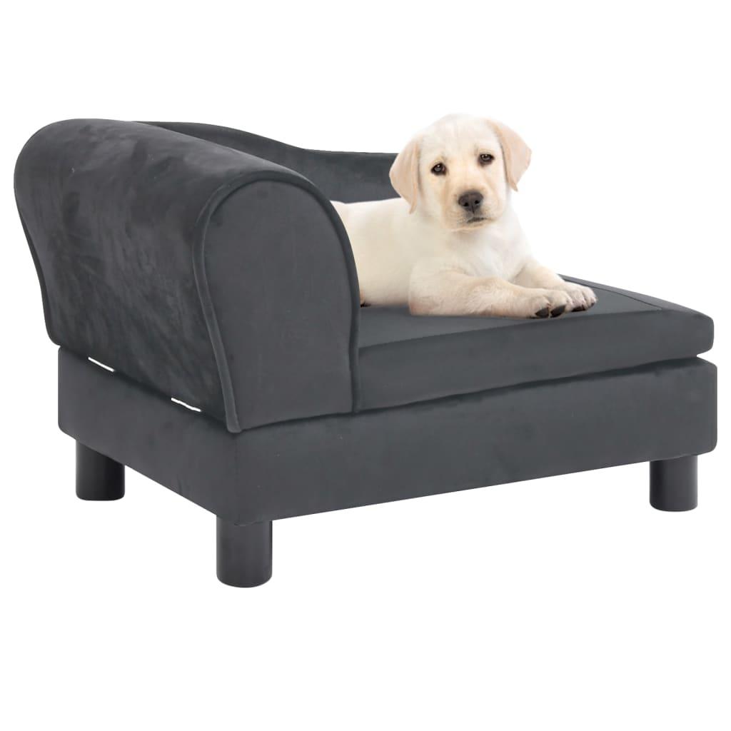 Hundesofa 57x34x36 cm plys mørkegrå