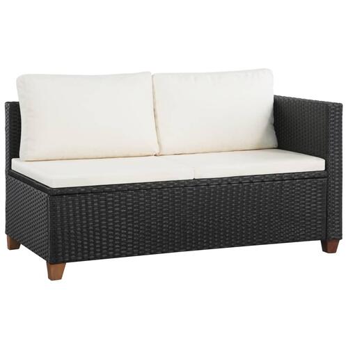 Haveloungesæt 4 dele med hynder polyrattan sort