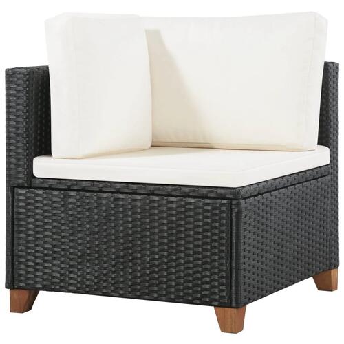 Haveloungesæt 4 dele med hynder polyrattan sort