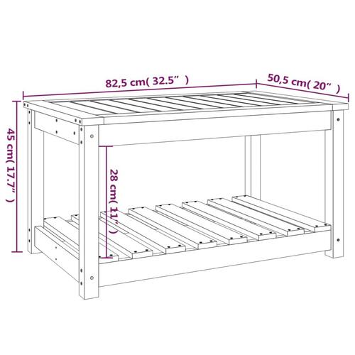 Havebord 82,5x50,5x45 cm massivt fyrretræ sort