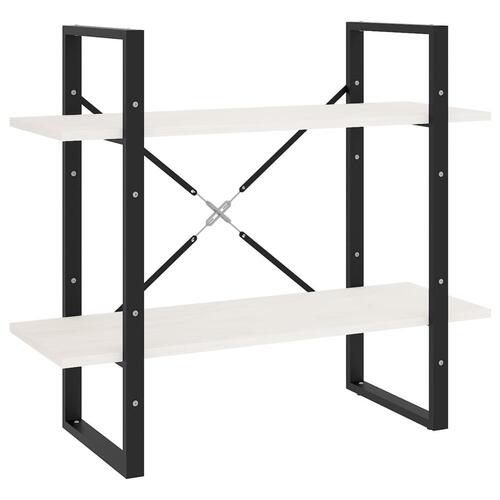 Bogreol med 2 hylder 80x30x70 cm massivt fyrretræ hvid