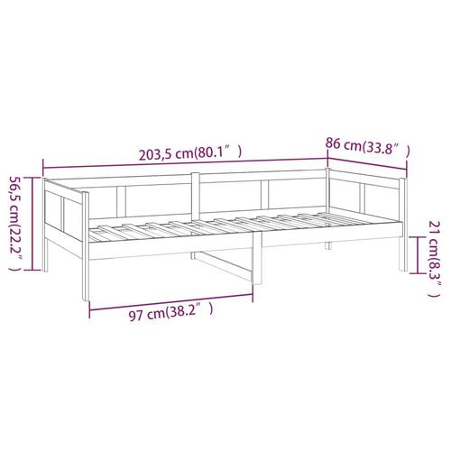 Daybed 80x200 cm massivt fyrretræ gyldenbrun
