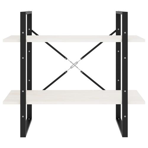 Bogreol med 2 hylder 80x30x70 cm massivt fyrretræ hvid