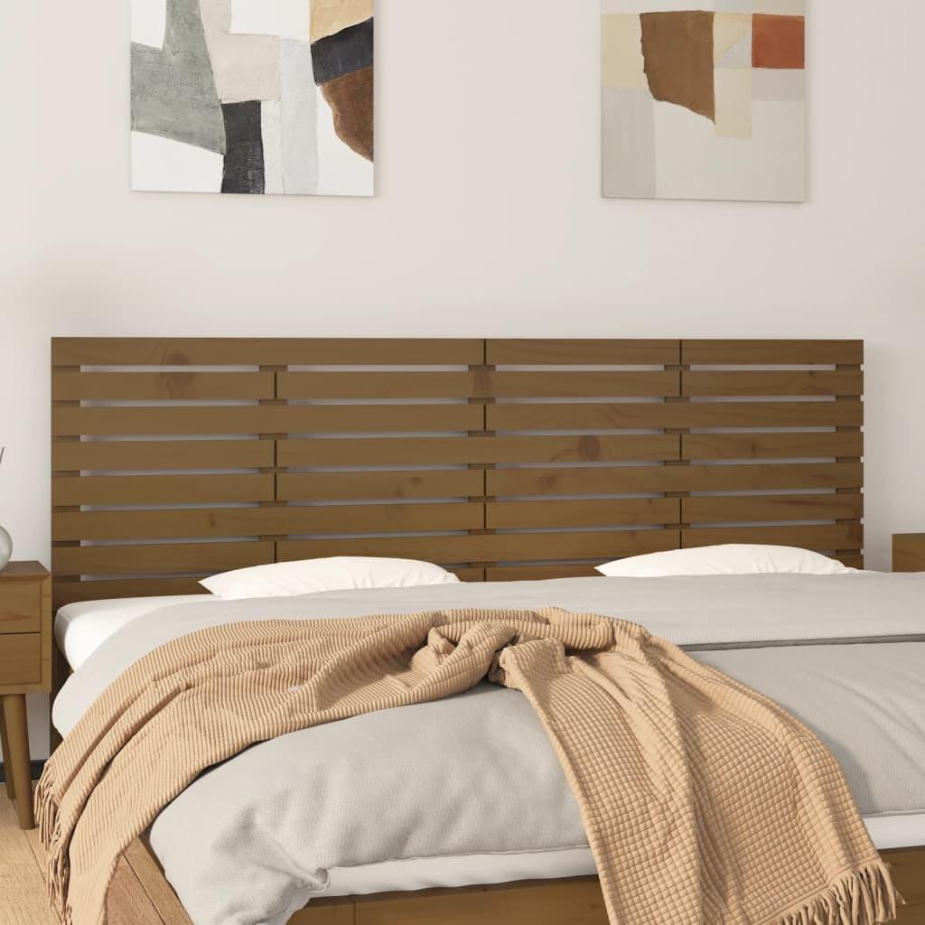 Sengegavl 206×3×63 cm i massivt fyrretræ - gyldenbrun, væghængt billede
