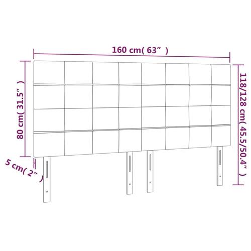 Sengegavl med LED-lys 160x5x118/128 cm fløjl mørkegrøn