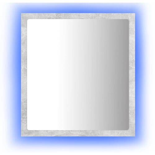 Badeværelsesspejl med LED-lys 40x8,5x37 cm akryl betongrå