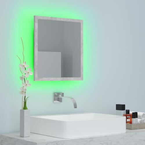 Badeværelsesspejl med LED-lys 40x8,5x37 cm akryl betongrå