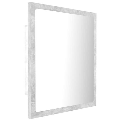 Badeværelsesspejl med LED-lys 40x8,5x37 cm akryl betongrå