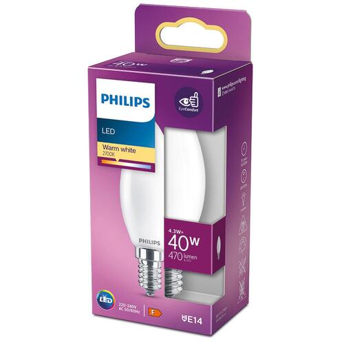 LED-lampe Philips Stearinlys F 4,3 W E14 470 lm 3,5 x 9,7 cm (2700 K)