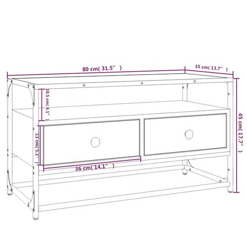 Tv-bord 80x35x45 cm konstrueret træ røget egetræsfarve