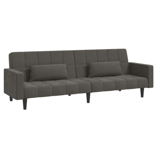 2-personers sovesofa med 2 puder fløjl mørkegrå