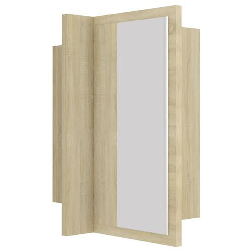 Badeværelsesskab m. spejl og LED-lys 40x12x45cm akryl sonoma-eg