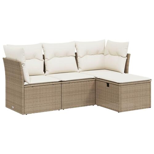 Sofasæt til haven 4 dele med hynder polyrattan beige