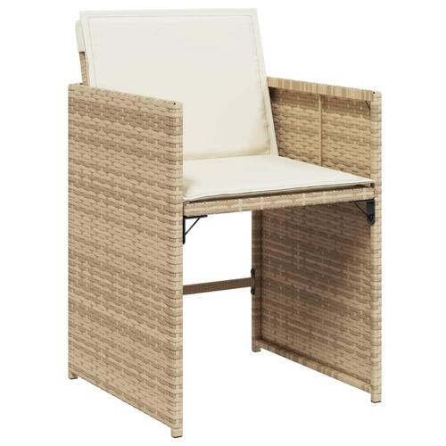 Spisebordssæt til haven 9 dele med hynder polyrattan beige