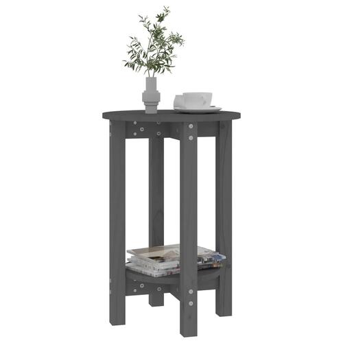Sofabord Ø 55x60 cm massivt fyrretræ grå