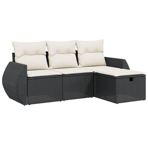 Sofasæt til haven 4 dele med hynder polyrattan sort