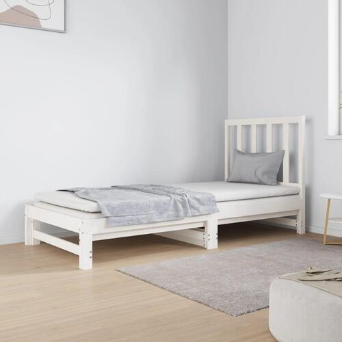 Daybed med udtræk 2x(90x190) cm massivt fyrretræ hvid