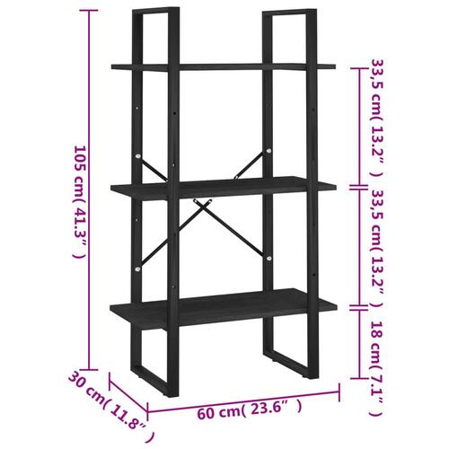 Opbevaringsreol 60x30x105 cm massivt fyrretræ sort