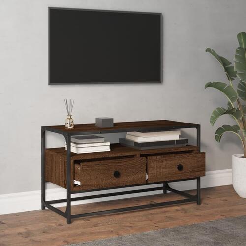 Tv-bord 80x35x45 cm konstrueret træ brun egetræsfarve