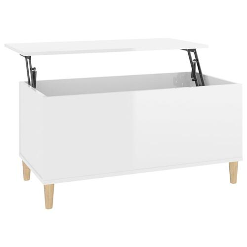 Sofabord 90x44,5x45 cm konstrueret træ hvid højglans