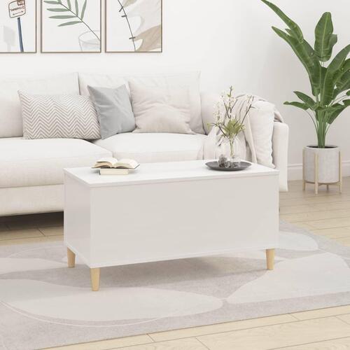 Sofabord 90x44,5x45 cm konstrueret træ hvid højglans