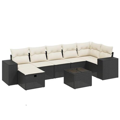 Sofasæt til haven 8 dele med hynder polyrattan sort