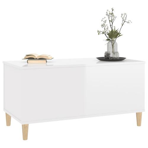 Sofabord 90x44,5x45 cm konstrueret træ hvid højglans