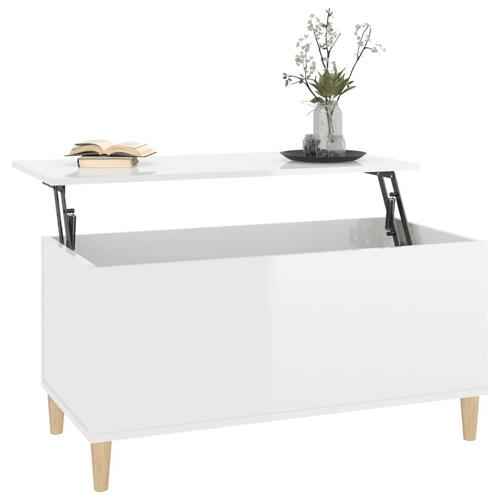 Sofabord 90x44,5x45 cm konstrueret træ hvid højglans