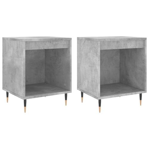 Sengeborde 2 stk. 40x35x50 cm konstrueret træ betongrå