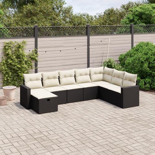 Sofasæt til haven 8 dele med hynder polyrattan sort