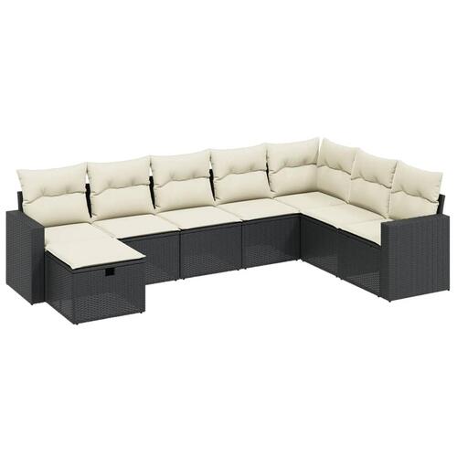 Sofasæt til haven 8 dele med hynder polyrattan sort