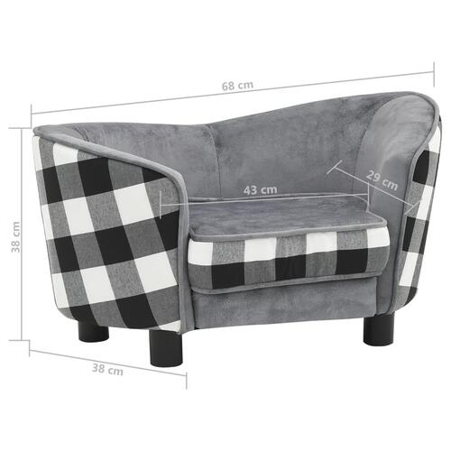Hundesofa 68x38x38 cm plys grå