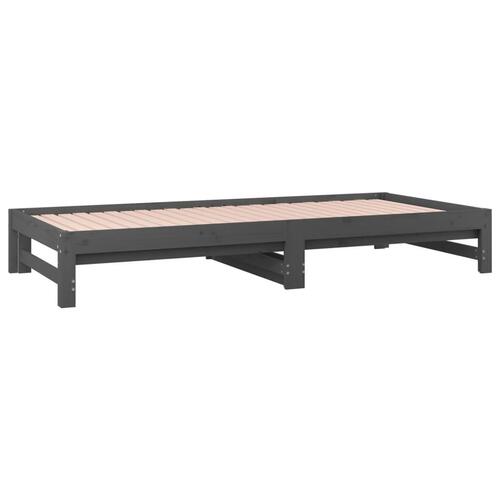 Daybed med udtræk 2x(90x190) cm massivt fyrretræ grå