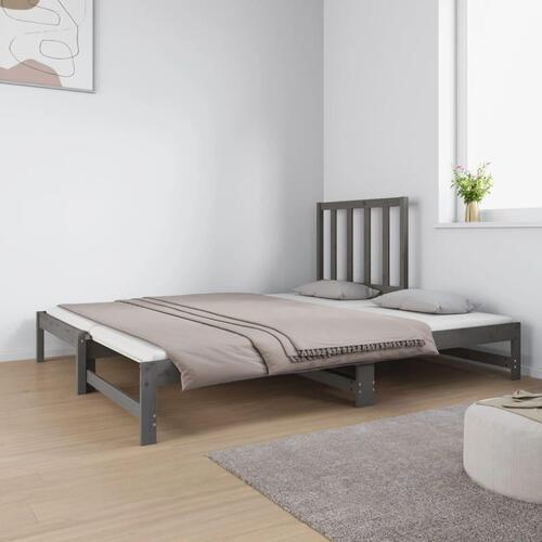 Daybed med udtræk 2x(90x190) cm massivt fyrretræ grå