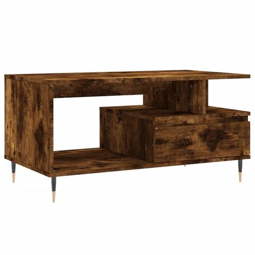 Sofabord 90x49x45 cm konstrueret træ røget egetræsfarve